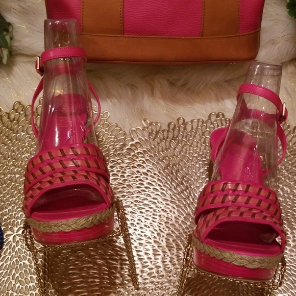 Cole Haan Ankle Strap Shrimp Vachetta Leather Heeled Sandals - Picture 5 of 8